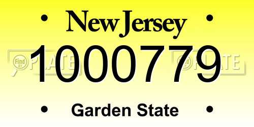 1000779 New Jersey License Plate
