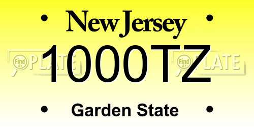 1000TZ New Jersey License Plate