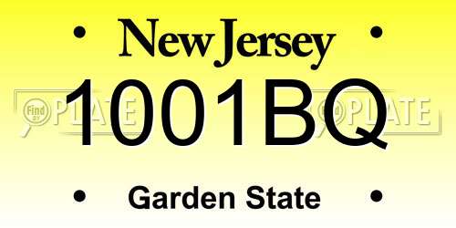 1001BQ New Jersey License Plate