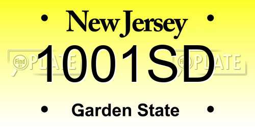 1001SD New Jersey License Plate