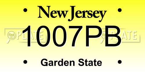 1007PB New Jersey License Plate