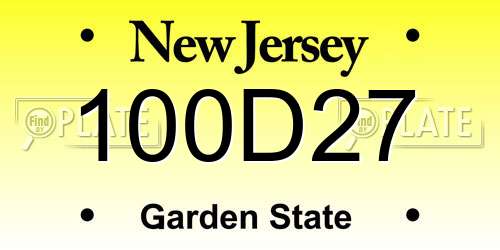 100D27 New Jersey License Plate