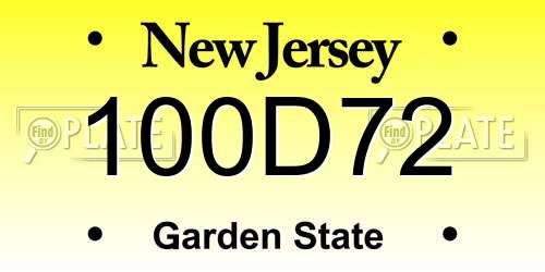100D72 New Jersey License Plate