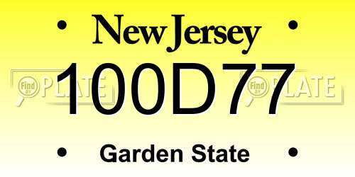 100D77 New Jersey License Plate