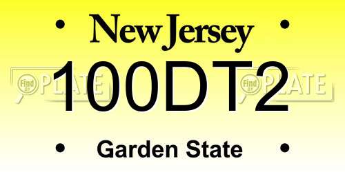 100DT2 New Jersey License Plate
