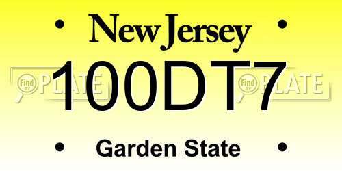 100DT7 New Jersey License Plate