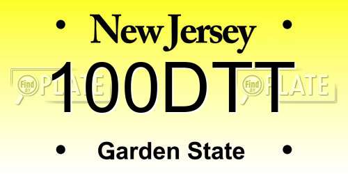 100DTT New Jersey License Plate