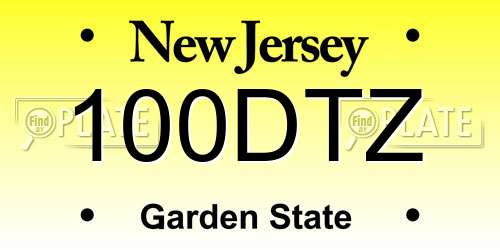 100DTZ New Jersey License Plate