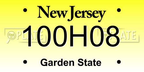 100H08 New Jersey License Plate