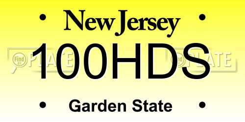 100HDS New Jersey License Plate
