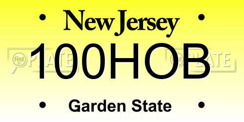 100HOB New Jersey License Plate