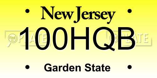 100HQB New Jersey License Plate
