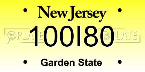 100I80 New Jersey License Plate