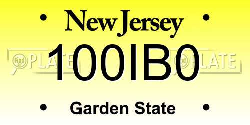 100IB0 New Jersey License Plate