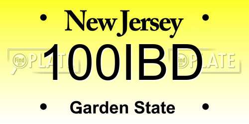 100IBD New Jersey License Plate