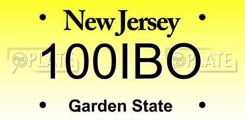 100IBO New Jersey License Plate