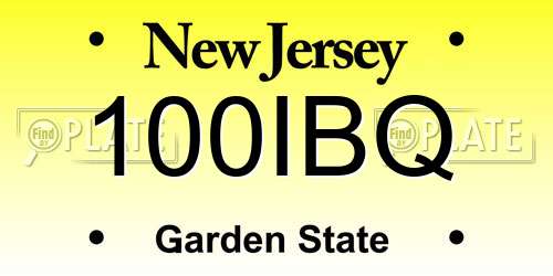100IBQ New Jersey License Plate