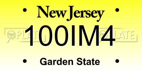 100IM4 New Jersey License Plate