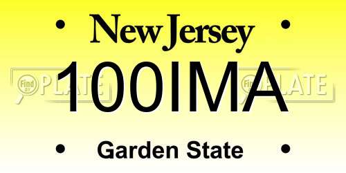 100IMA New Jersey License Plate