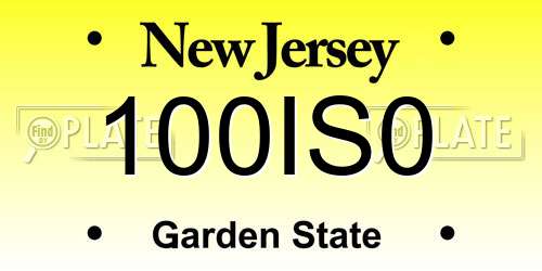 100IS0 New Jersey License Plate
