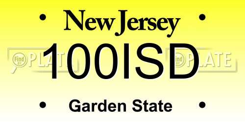 100ISD New Jersey License Plate