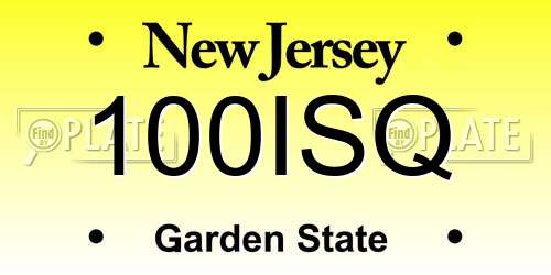100ISQ New Jersey License Plate