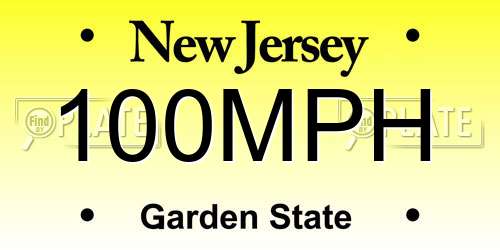 100MPH New Jersey License Plate