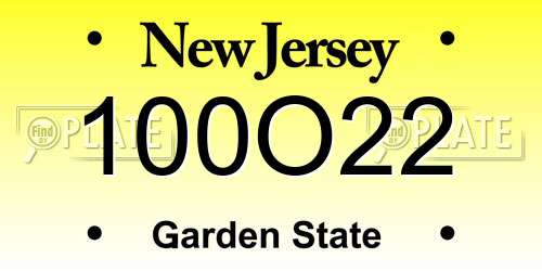 100O22 New Jersey License Plate