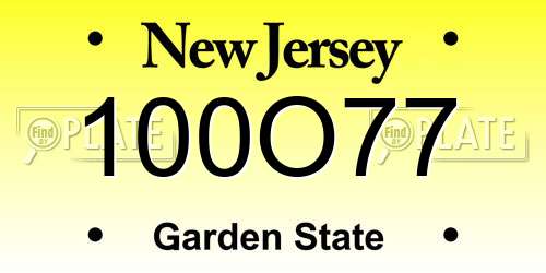 100O77 New Jersey License Plate