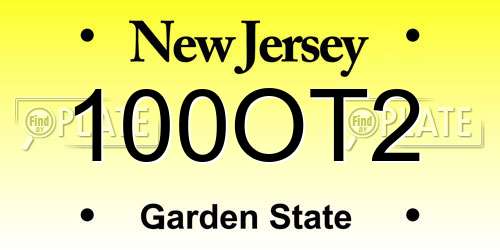 100OT2 New Jersey License Plate