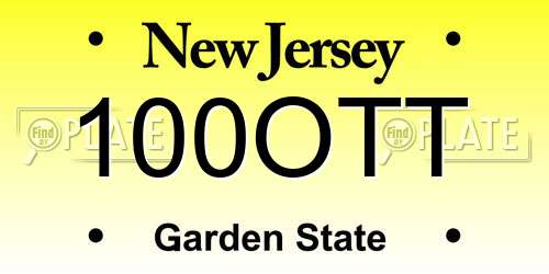 100OTT New Jersey License Plate