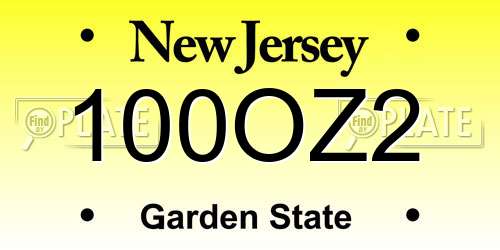 100OZ2 New Jersey License Plate