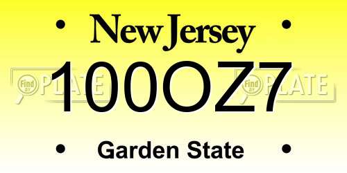 100OZ7 New Jersey License Plate