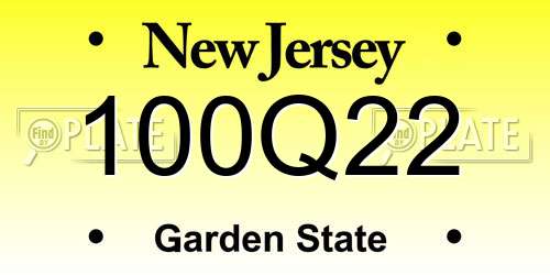 100Q22 New Jersey License Plate