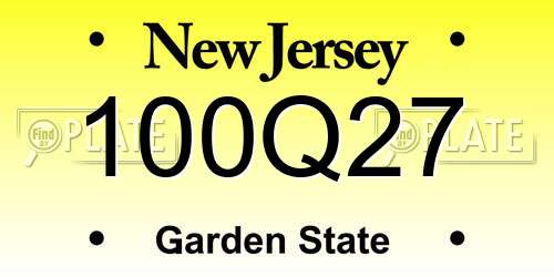 100Q27 New Jersey License Plate