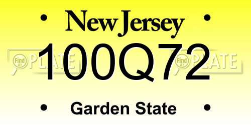 100Q72 New Jersey License Plate