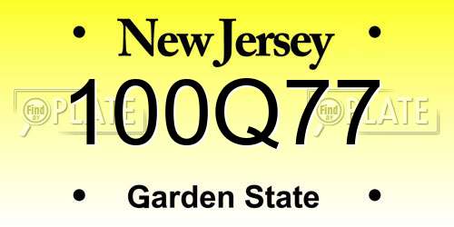 100Q77 New Jersey License Plate