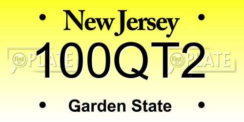 100QT2 New Jersey License Plate