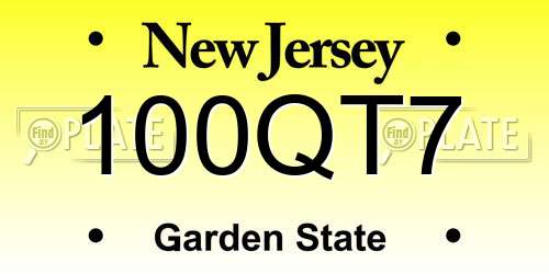 100QT7 New Jersey License Plate