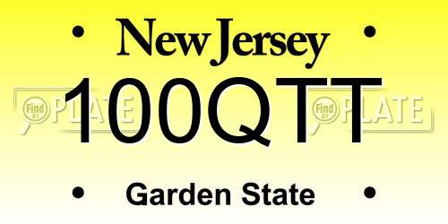 100QTT New Jersey License Plate