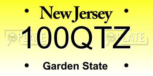 100QTZ New Jersey License Plate