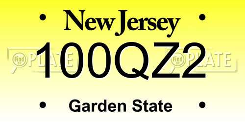 100QZ2 New Jersey License Plate