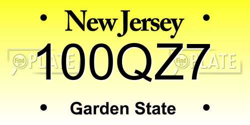 100QZ7 New Jersey License Plate