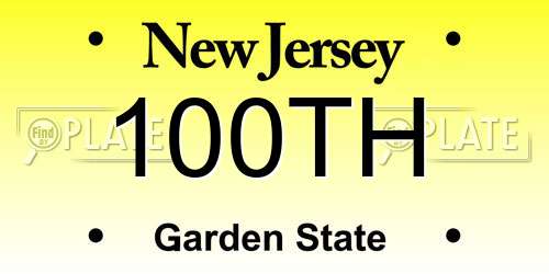 100TH New Jersey License Plate