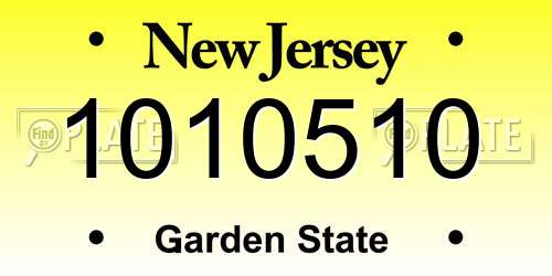 1010510 New Jersey License Plate