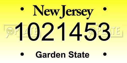 1021453 New Jersey License Plate