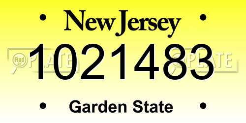 1021483 New Jersey License Plate