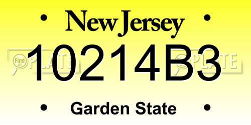 10214B3 New Jersey License Plate