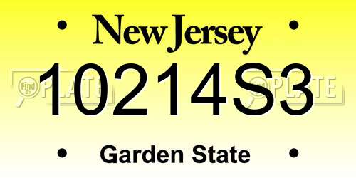 10214S3 New Jersey License Plate