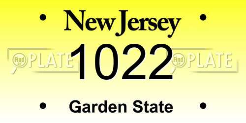1022 New Jersey License Plate
